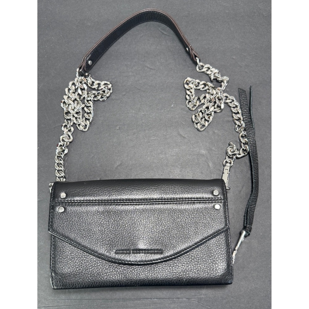 Aimee Kestenberg Crossbody Wallet Bag Womens Small Black Pebbledβ Leather Chain